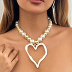 Heart Pendant Pearl Choker Necklace - Piña Colada