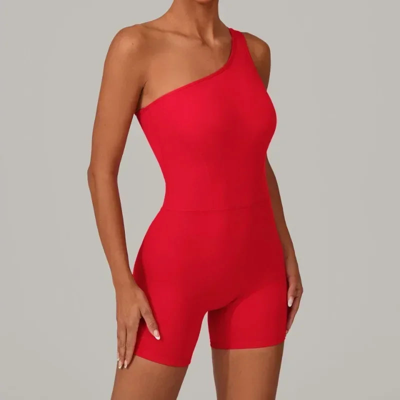 Women's Seamless Yoga Jumpsuit Sloping Shoulder Naked - Piña Colada