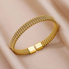 18K Gold-Plated Stainless Steel Cuff Bracelet for Women - Piña Colada