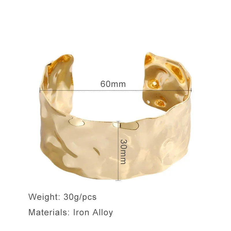 Wide Large Metal Cuff Open Bangles - Piña Colada