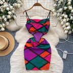 Strapless Patchwork Print Mini Dress – Sexy & Club Style - Piña Colada