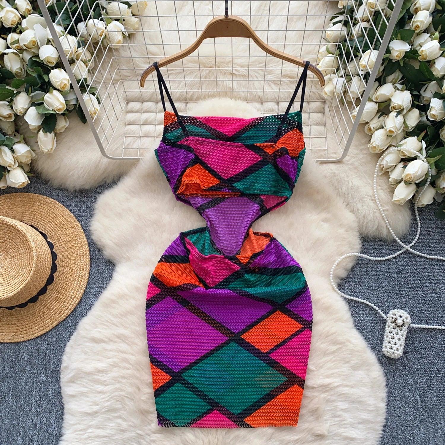 Strapless Patchwork Print Mini Dress – Sexy & Club Style - Piña Colada
