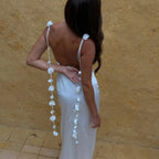 Sleeveless Hollow Floral Maxi Dress - Piña Colada