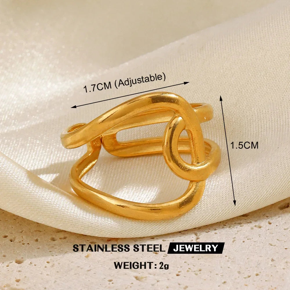 Gold Color Stainless Steel Heart Ring - Piña Colada