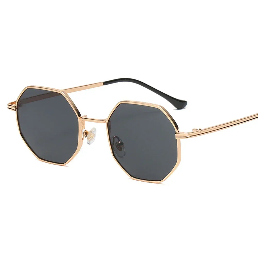 Vintage Octagon Metal Sunglasses – UV400 Polygon Goggles for Women - Piña Colada