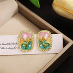 Painting Texture Earrings - Piña Colada