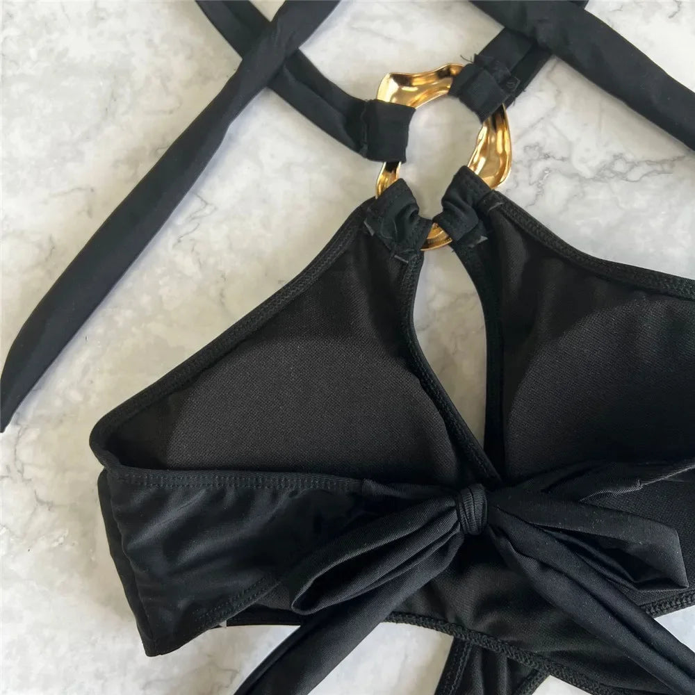Adjustable Halter Monokini One Piece Swimsuit - Piña Colada
