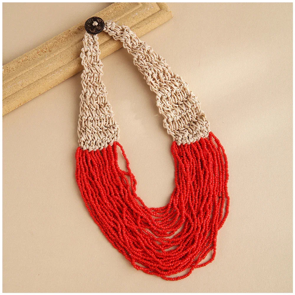 Handmade Small Beaded Necklace - Piña Colada