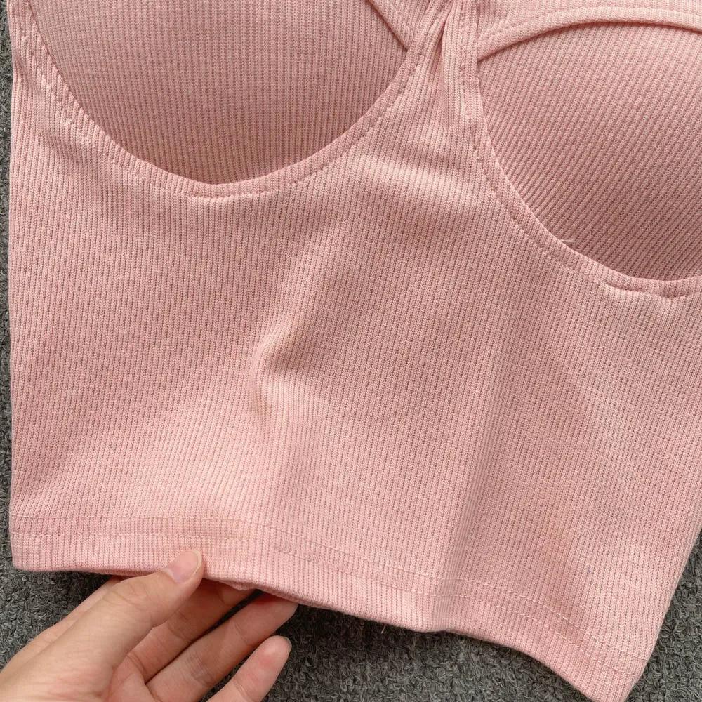 Strapless Summer Casual Crop Tops with Built In Bras - Piña Colada