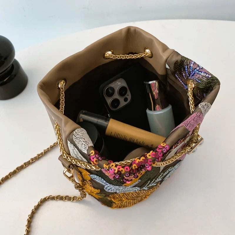 New Artistic Shoulder Bag Women Fashionable Sequins Crossbody - Piña Colada
