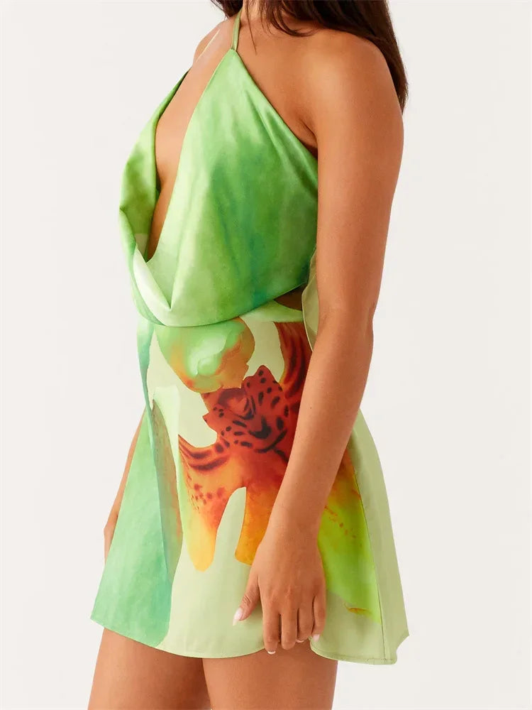 Sleeveless Spaghetti Strap Mini Dresses - Piña Colada