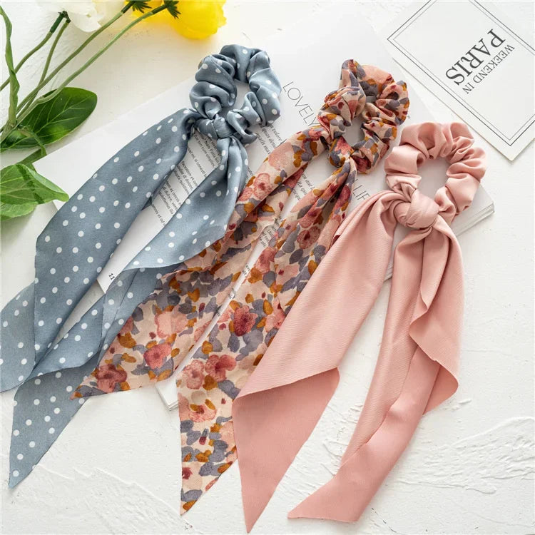 Print Bow Satin Long Ribbon - Piña Colada