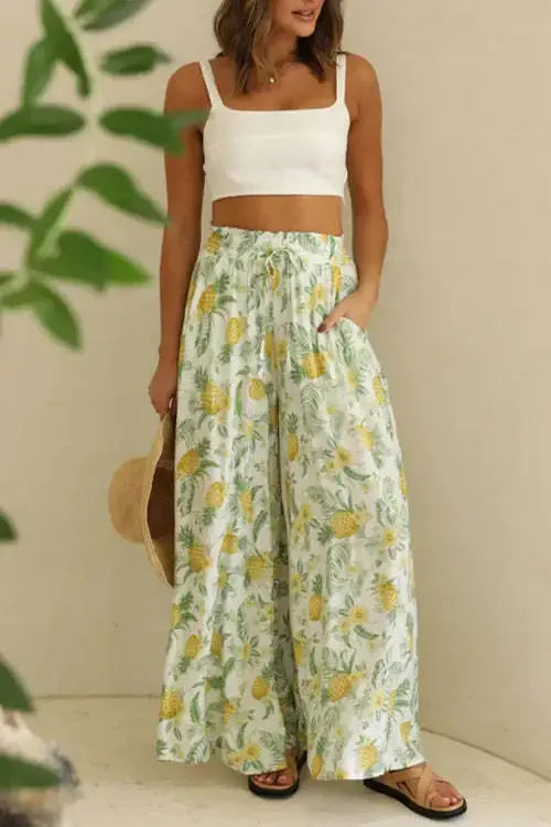 Casual Pants Baggy High-waisted - Piña Colada