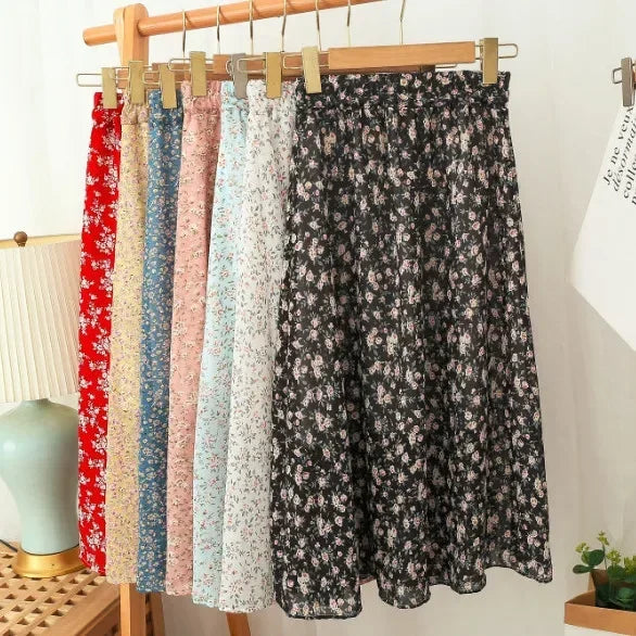 Floral Half Skirt Women's High Waist - Piña Colada