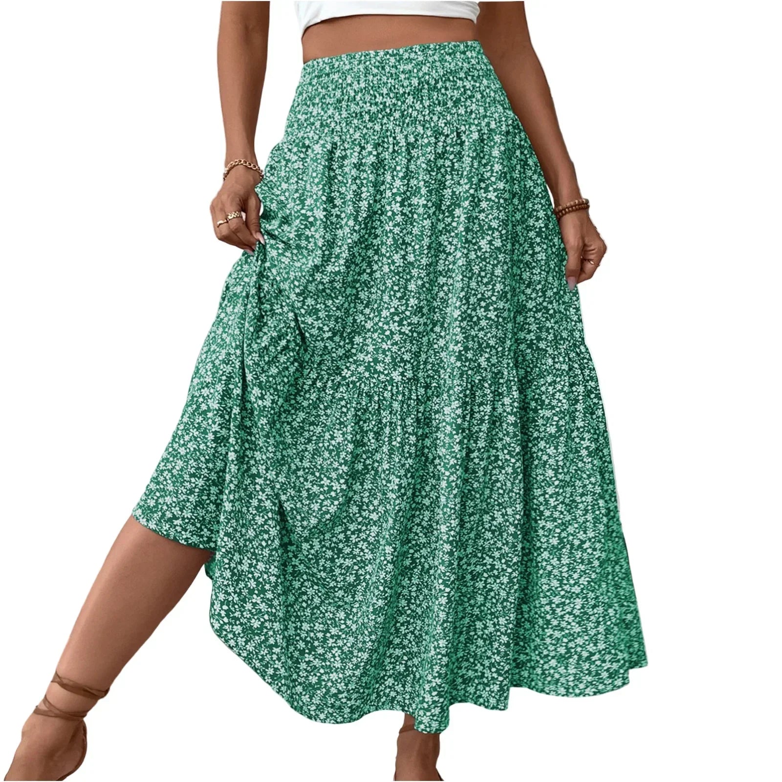 Floral Print Elastic Waist Loose - Piña Colada