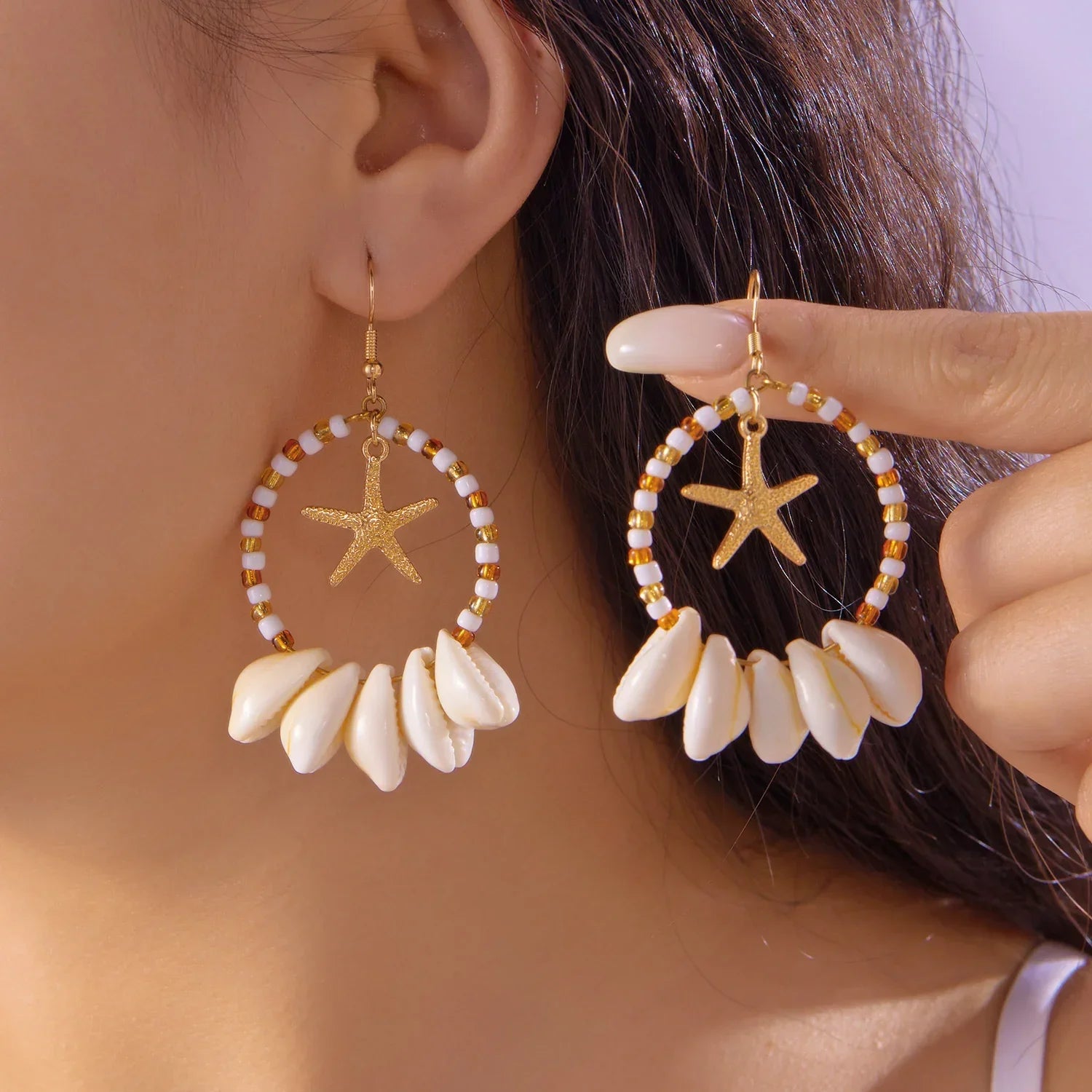 Boho Sea Shell Earrings - Piña Colada