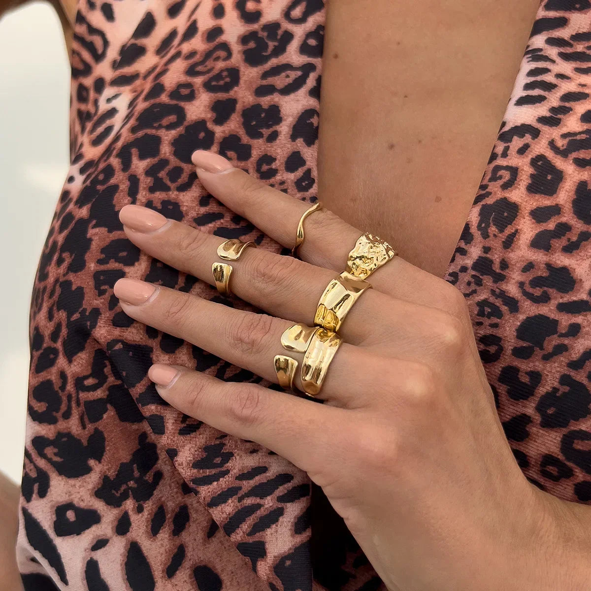 6Pcs/Set Vintage Sun Starfish Open Rings - Piña Colada