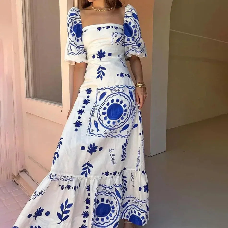 Elegant Womens Dresses Summer Print - Piña Colada