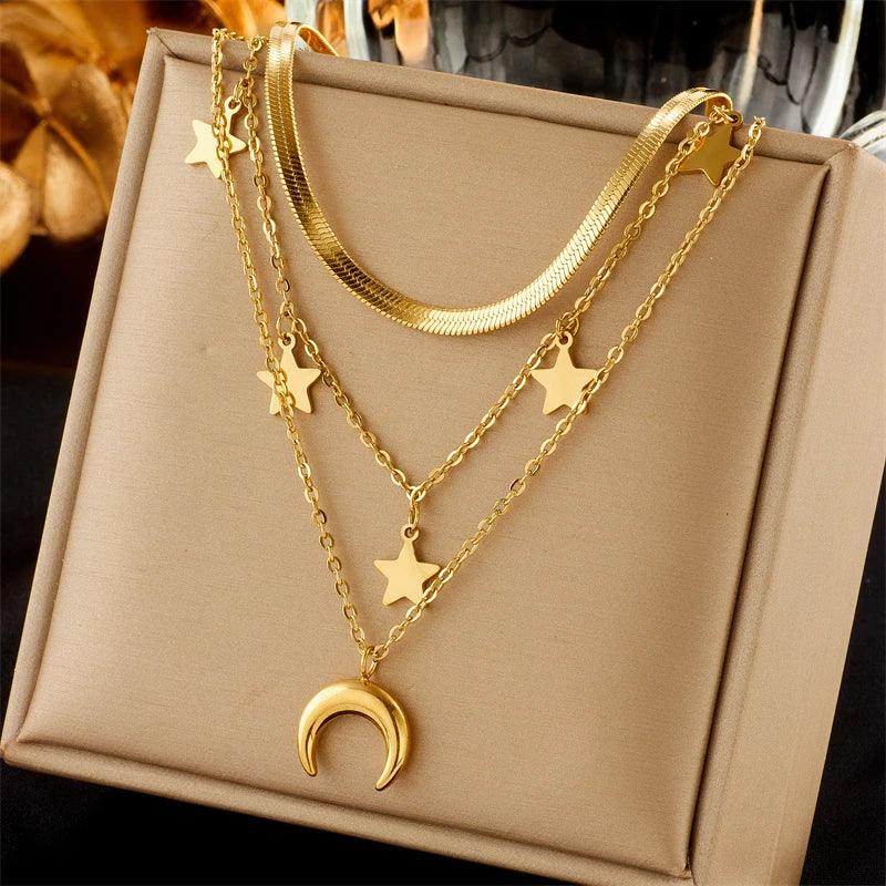 Moon Pendant Necklace - Piña Colada