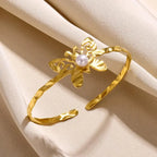 18K Gold-Plated Stainless Steel Cuff Bracelet for Women - Piña Colada