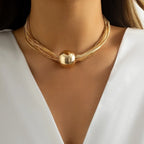 Multilayer Chain Clavicle Necklace - Piña Colada