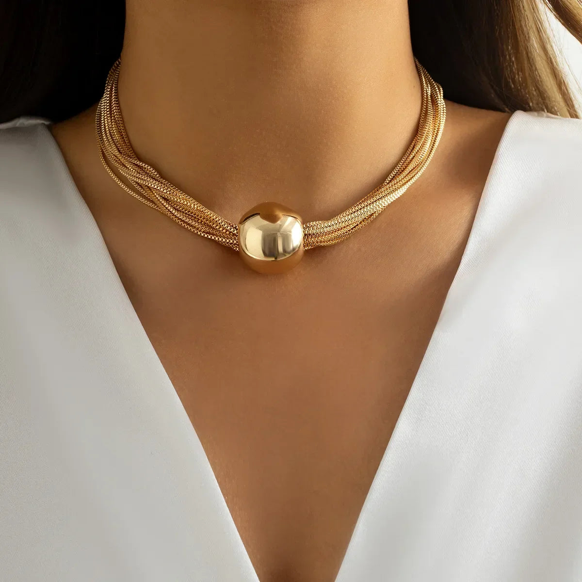 Multilayer Chain Clavicle Necklace - Piña Colada