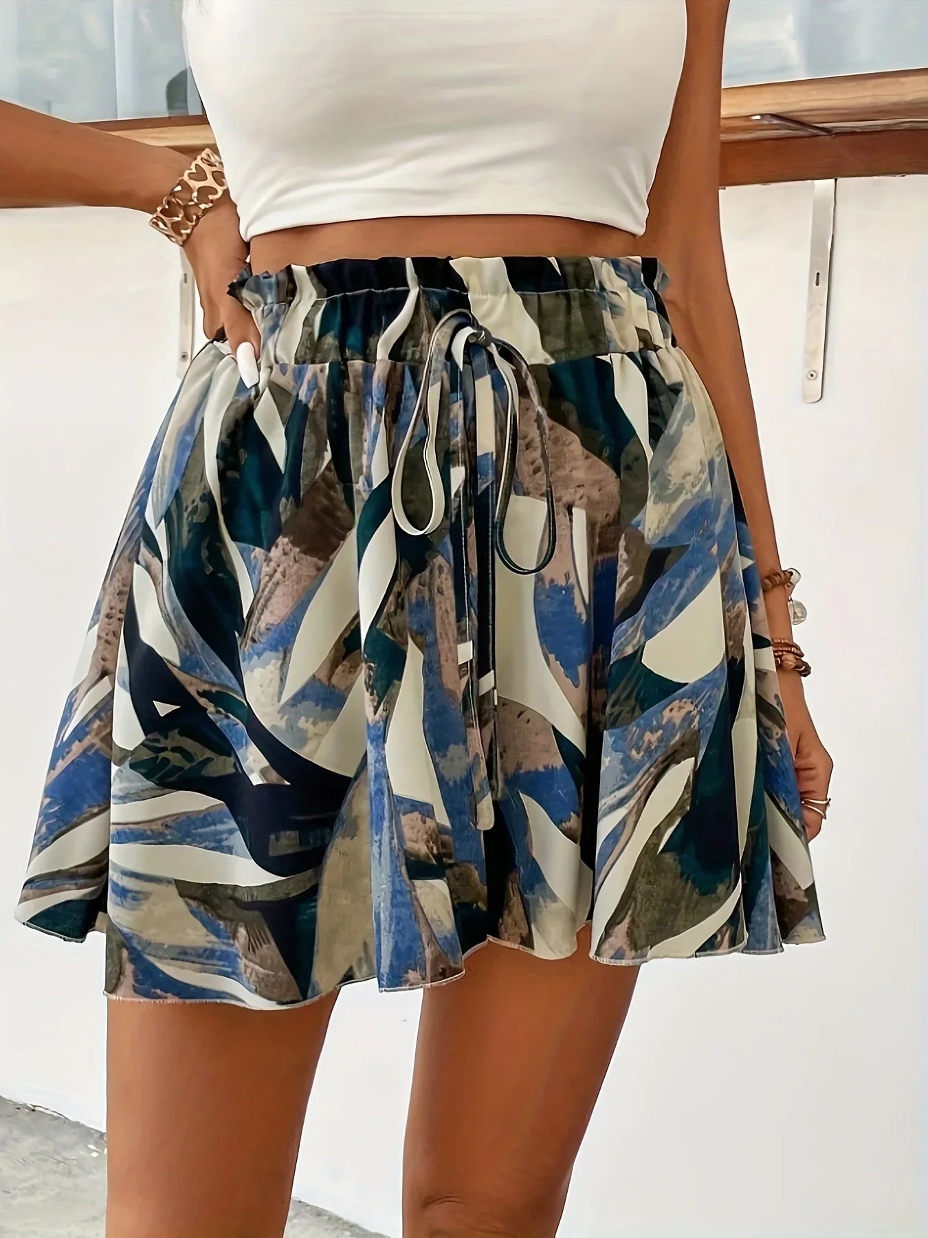 Boho Floral Print Shorts - Piña Colada