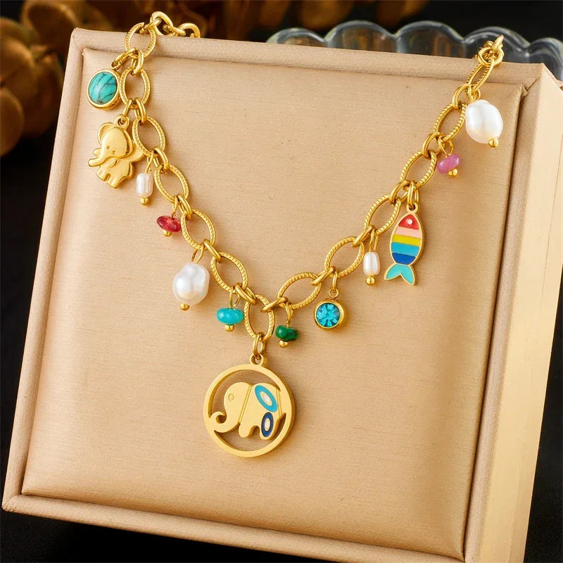 Stainless Steel Turquoise Pearl - Piña Colada