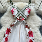 Vintage Printed Jumpsuit for Women – Full-Length Summer Romper with Mid Waist - Piña Colada