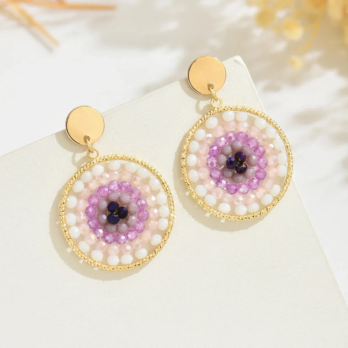 Bohemian Multicolor Crystal Drop Earrings - Piña Colada