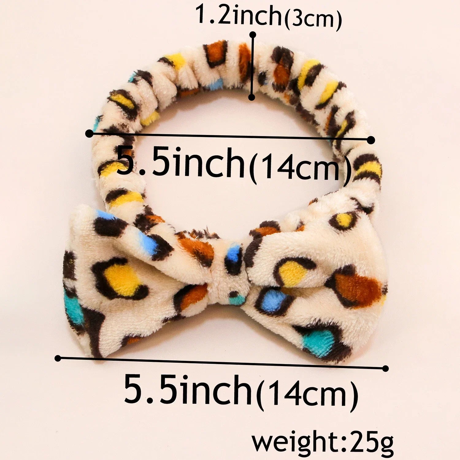 Leopard Bow Coral Fleece Spa Headband - Piña Colada