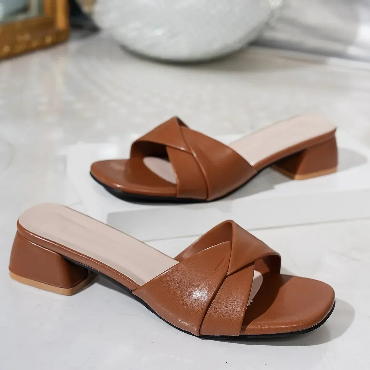 Open Toe Heel Sandals - Piña Colada