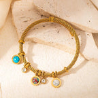 Colorful Eyes & Heart Drip Oil Pendant Bracelet - Piña Colada