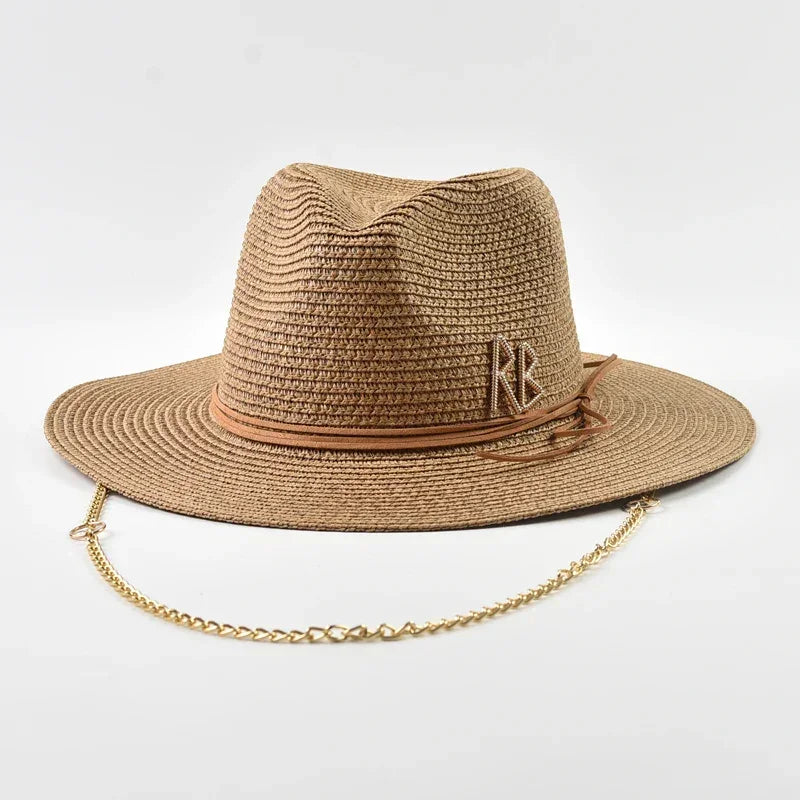 Metal RB Letter Straw Hats - Piña Colada