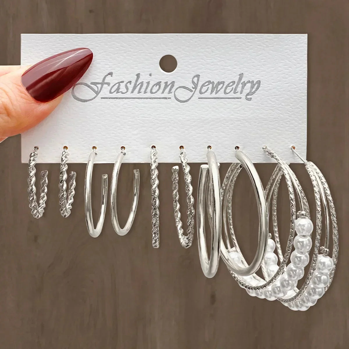 Pearl Hoop Earrings Set - Piña Colada