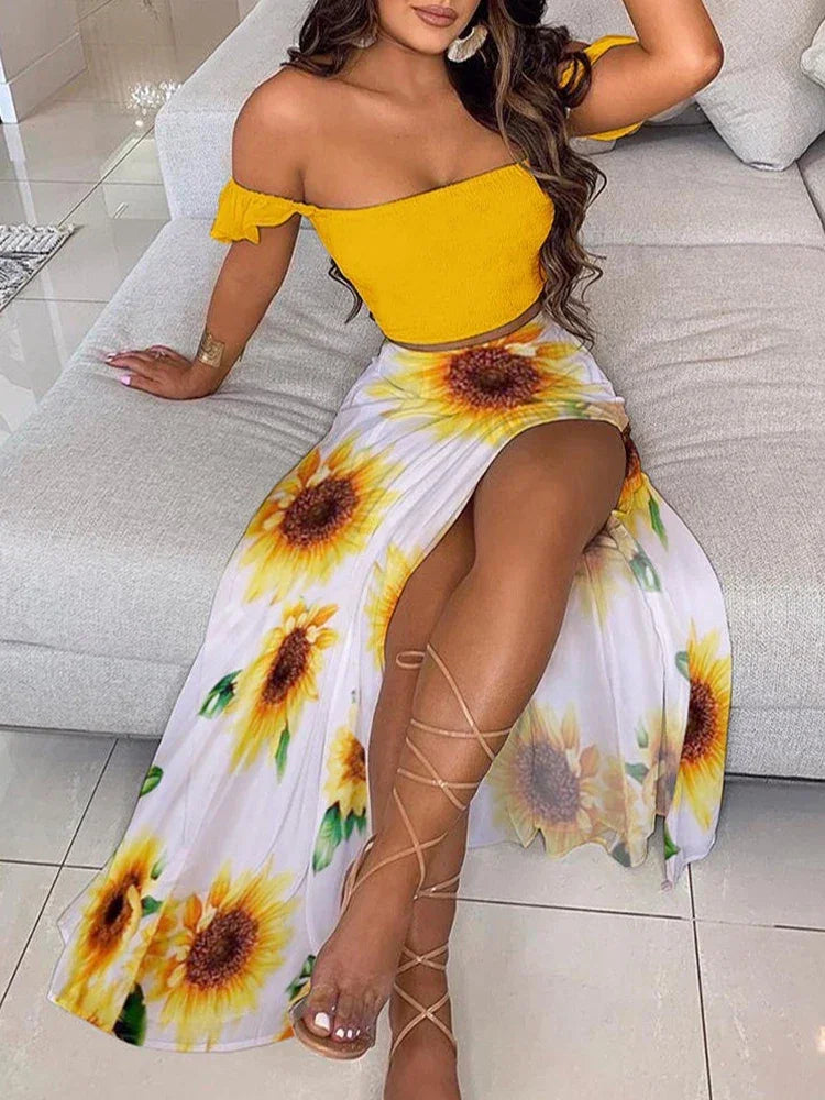 2-Piece Boho Off-Shoulder - Piña Colada