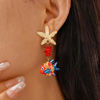 Colorful Fish Drop Earrings - Piña Colada