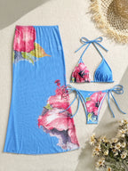 3-Piece High Waist Bikini Set with Skirt – Sexy Beachwear - Piña Colada