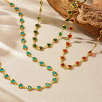316L Stainless Steell Colour Heart Rhinestones - Piña Colada