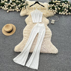Unidance Pleated Square Neck Two-Piece Set – Casual Chic for Spring/Summer - Piña Colada