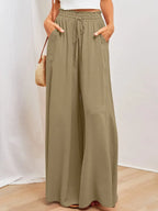 Loose Casual Wide Leg Pants - Piña Colada