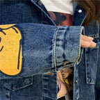 Printed Denim Jacket Cartoon - Piña Colada