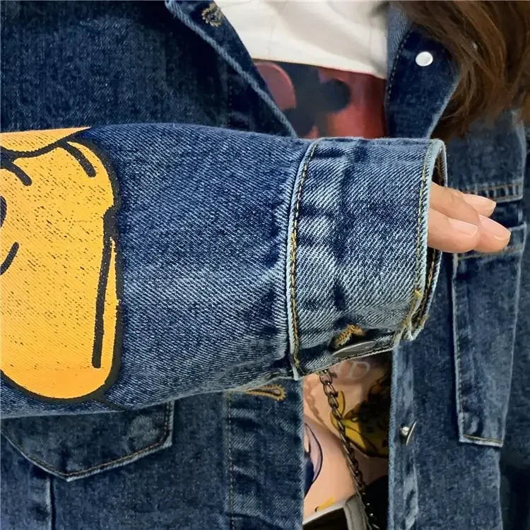 Printed Denim Jacket Cartoon - Piña Colada