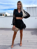White Lace Patchwork Skirts Two Piece - Piña Colada