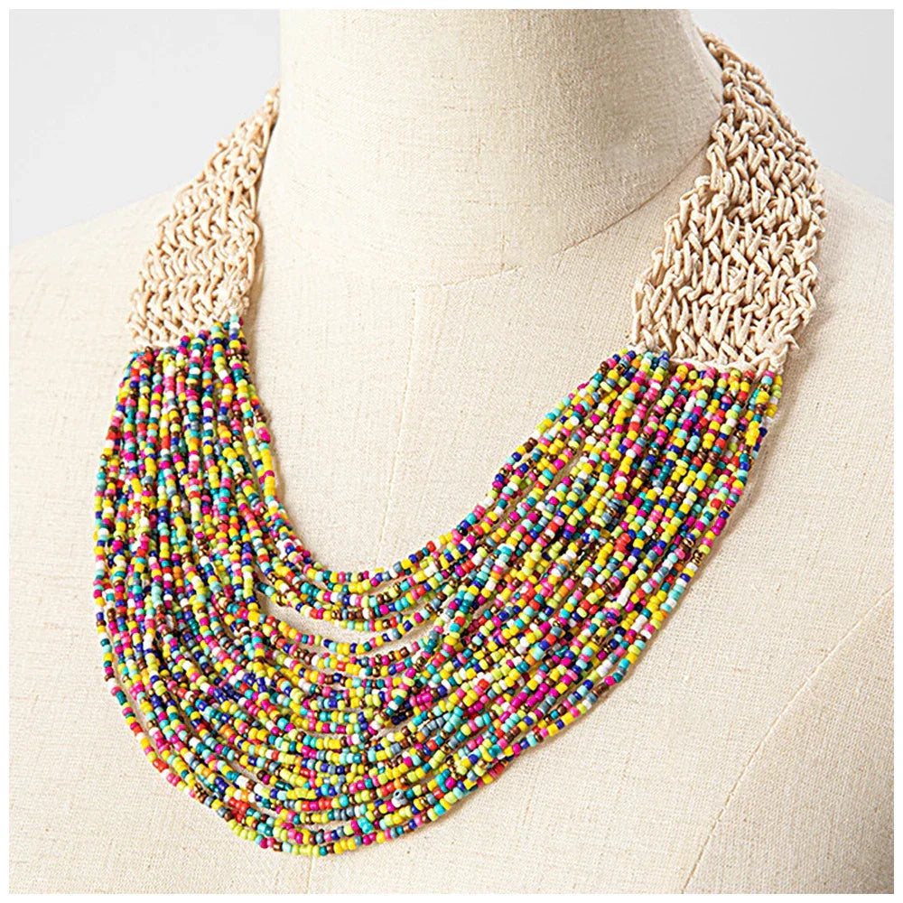Handmade Small Beaded Necklace - Piña Colada