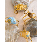 Conch Turtle Shell Wide Cuff Bracelet - Piña Colada