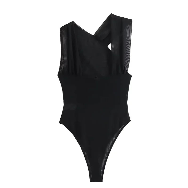 Print Mesh Bodysuit - Piña Colada