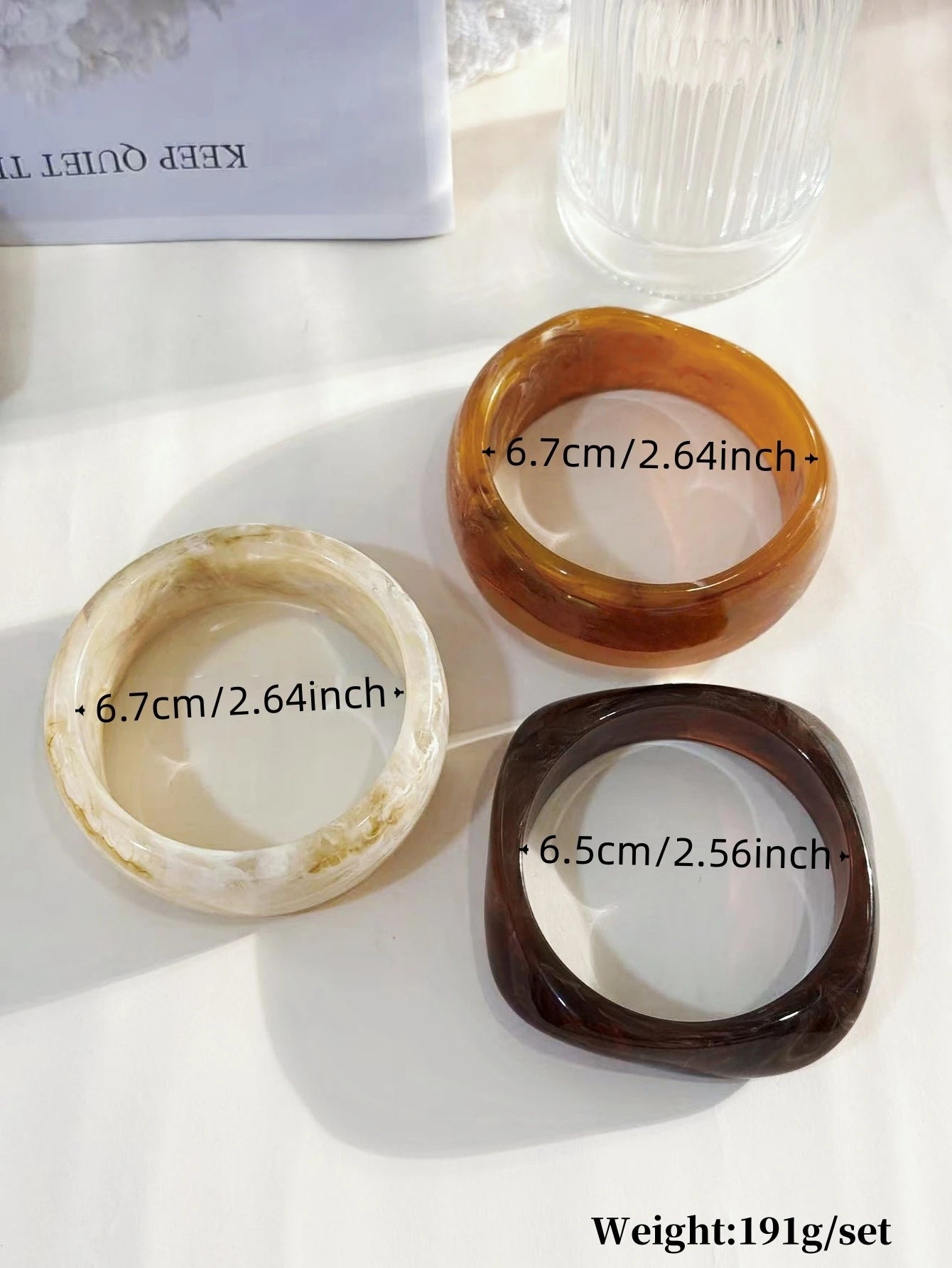3Pcs/Set Acrylic Bangles