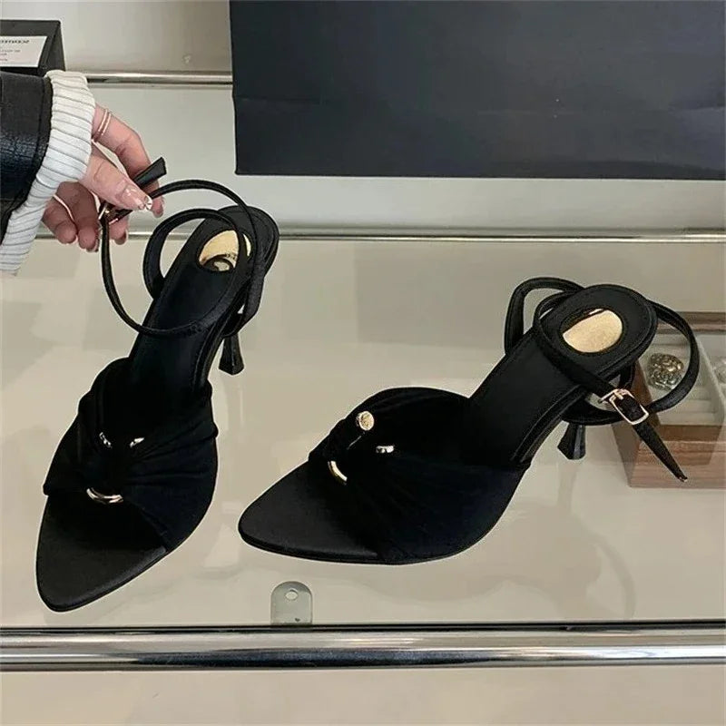 Pointed Toe Thin High Heels Sandals - Piña Colada