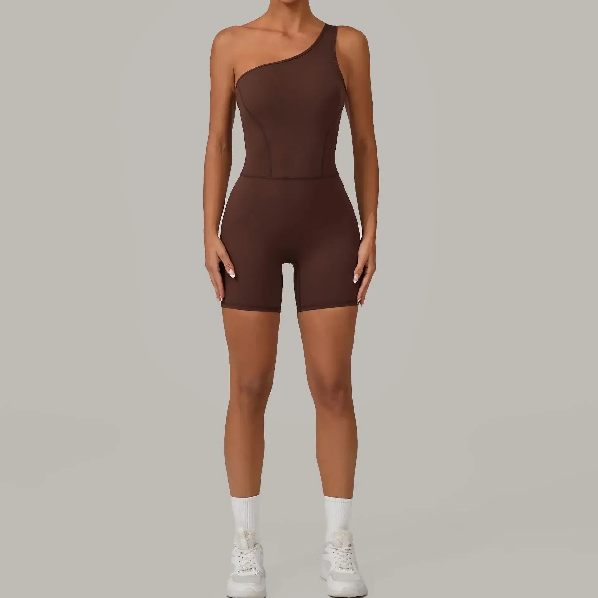 Women's Seamless Yoga Jumpsuit Sloping Shoulder Naked - Piña Colada